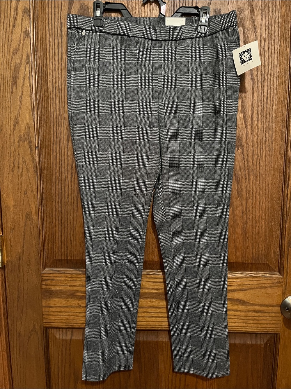 Anne Klein Gray Plaid Cropped Dress Pants